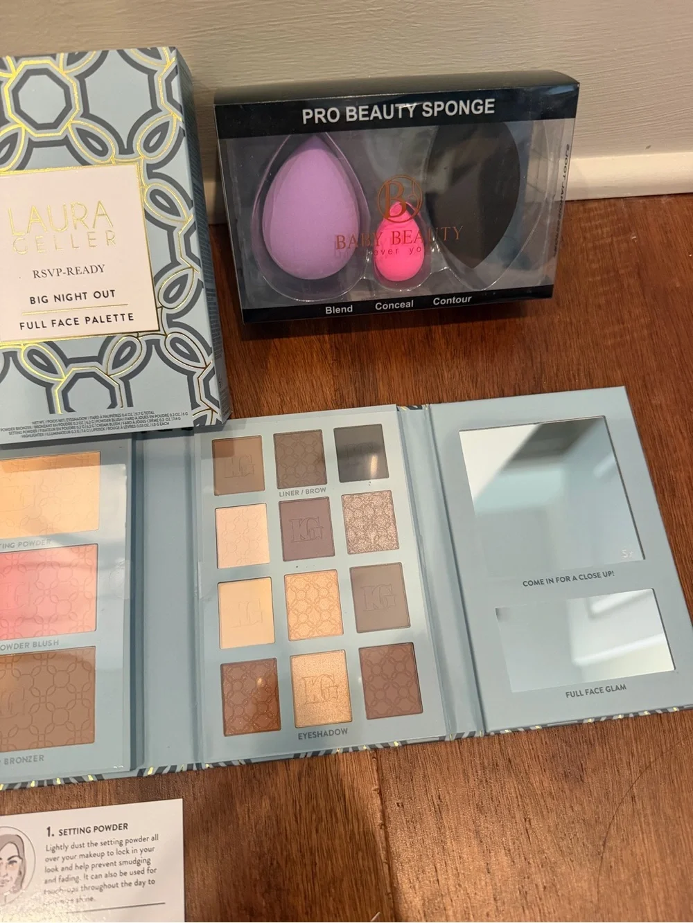 Laura Geller RSVP kit, haus labs, and sponges for blending